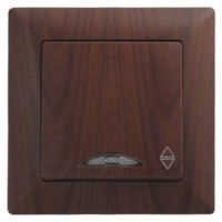 Выключатель проходной одноклавишный с подсветкой  Gunsan Visage орех