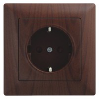 Розетка с заземлением одинарная и защитными шторками Gunsan Visage орех Розетка с заземлением одинарная и защитными шторками Gunsan Visage орех