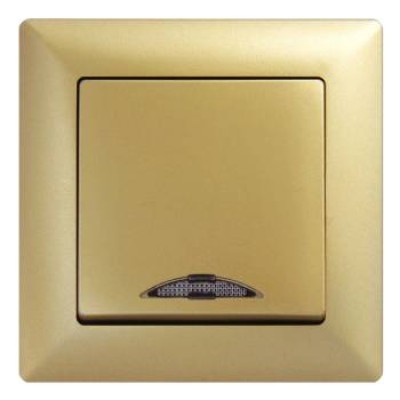 Выключатель одноклавишный с подсветкой Gunsan Visage золото