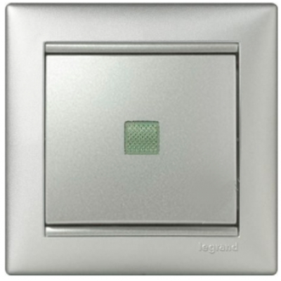 Выключатель 1-кл с подсветкой Valena 770110 алюминий