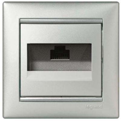 Розетка комп'ютерна 1xRJ45 UTP кат.5e Valena 770230 алюміній