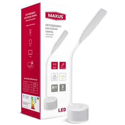 Умная лампа MAXUS DKL 8W (звук, USB, димминг, температура) белая