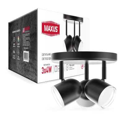 Спотовый светильник MAXUS MSL-01R 3x4W 4100K черный
