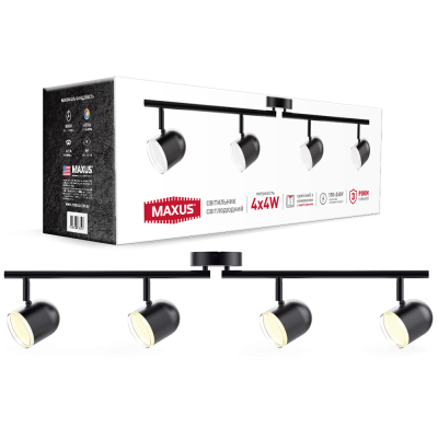Спотовый светильник MAXUS MSL-01C 4x4W 4100K черный