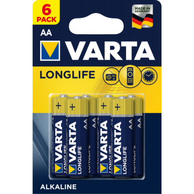 Батарейка VARTA LONGLIFE AA BLI 6 ALKALINE