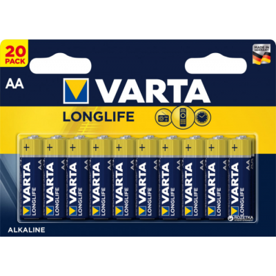 Батарейка VARTA LONGLIFE AA BLI 20 ALKALINE