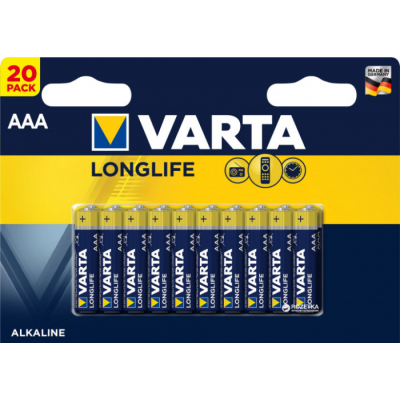 Батарейка VARTA LONGLIFE AAA BLI 20 ALKALINE