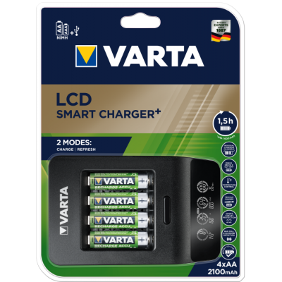 Зарядное устройство VARTA LCD SMART CHARGER 57684 + 4X 56706