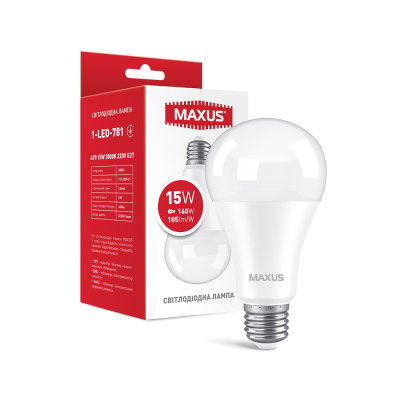 Лампа светодиодная MAXUS 1-LED-781 A70 15W 3000K 220V E27
