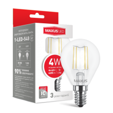 LED лампа MAXUS (filam), G45, 4W, яскраве світло, E14 (1-LED-548)