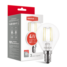 LED лампа MAXUS (filam), G45, 4W, яскраве світло, E14 (1-LED-548-01)
