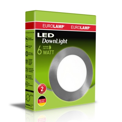 Светодиодный EUROLAMP LED Светильник круглый точечный 6W 4000K(silver)