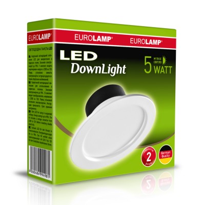Светодиодный EUROLAMP LED Светильник круглый DownLight 5W 3000K