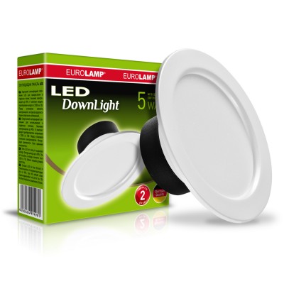 Світлодіодний EUROLAMP LED Світильник круглий DownLight 5W 3000K