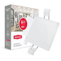 Светильник врезной MAXUS SP edge 6W, 4100К (квадрат)