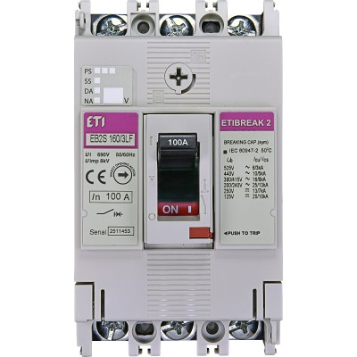 Автоматичний вимикач EB2S 160/3LF 125А 3P (16kA фіксовані налаштування)
