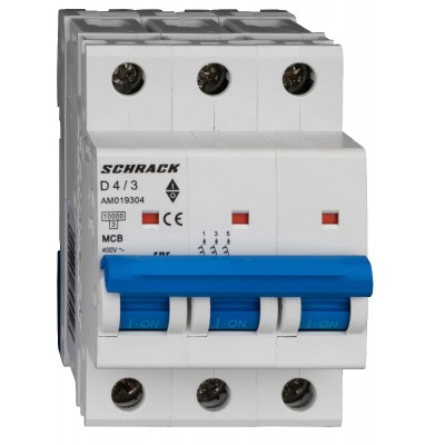 Автоматический выключатель AM019304 10кА 4А 3P х-ка D Schrack Technik